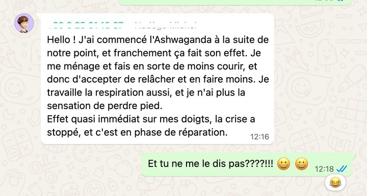 « Effet quasi immédiat sur mes doigts, la crise a stoppé, et c'est en phase de réparation. »